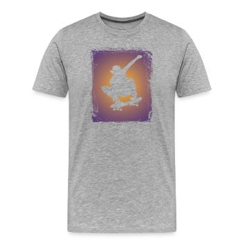 Skateboard Skateboarder Silhouette - T-shirt bio Premium Homme - gris chiné - Devant - Damien (186cm)