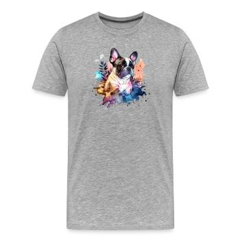 French Bulldog - Men's Premium Organic T-Shirt - heather grey - Front - Damien (186cm)