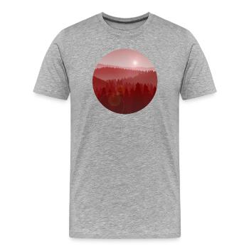 Coucher de soleil dans la forêt de pins - T-shirt bio Premium Homme - gris chiné - Devant - Damien (186cm)