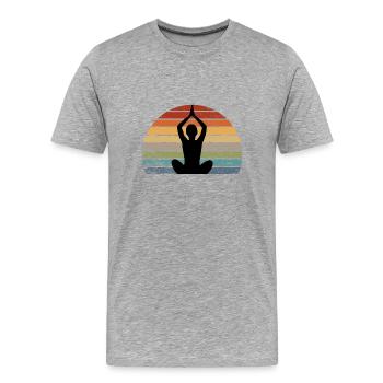 Méditation - T-shirt bio Premium Homme - gris chiné - Devant - Damien (186cm)