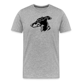 Greyhound Kopf - Männer Premium Bio T-Shirt - Grau meliert - Vorne - Damien (186cm)