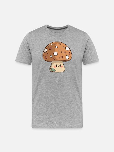 Cheery Mushroom Mascot - Men's Premium Organic T-Shirt - heather grey