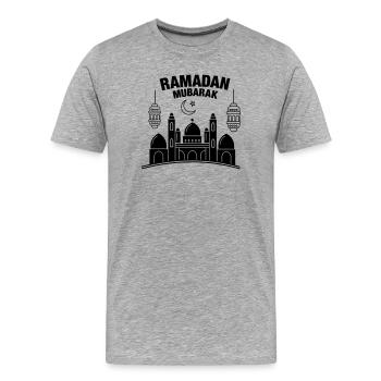 Ramadan Mubarak leuchtet - Männer Premium Bio T-Shirt - Grau meliert - Vorne - Damien (186cm)