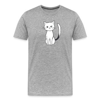 Chat Animal Icône Animal Mignon - T-shirt bio Premium Homme - gris chiné - Devant - Damien (186cm)
