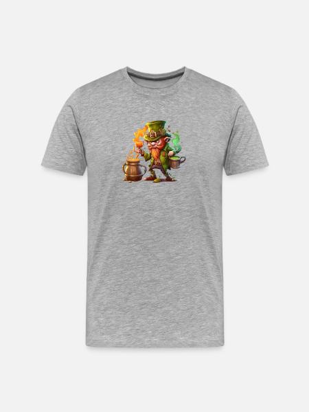 Grinning Leprechaun Goblin - Men's Premium Organic T-Shirt - heather grey