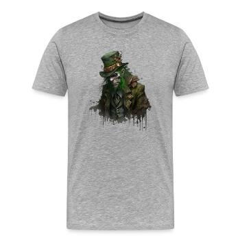 Zombie Leprechaun mit Zylinder - Männer Premium Bio T-Shirt - Grau meliert - Vorne - Damien (186cm)