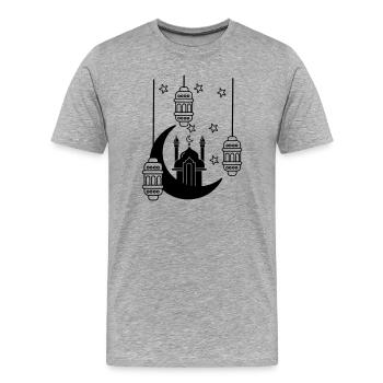 Mosque in moon lights and stars - Men's Premium Organic T-Shirt - heather grey - Front - Damien (186cm)