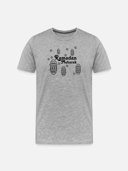 Ramadan Mubarak lights, asterisks - Men's Premium Organic T-Shirt - heather grey