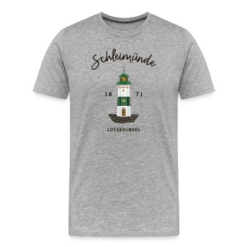 Kappeln, Leuchtturm Schleimünde, Schlei / Ostsee - Männer Premium Bio T-Shirt - Grau meliert - Vorne - Damien (186cm)