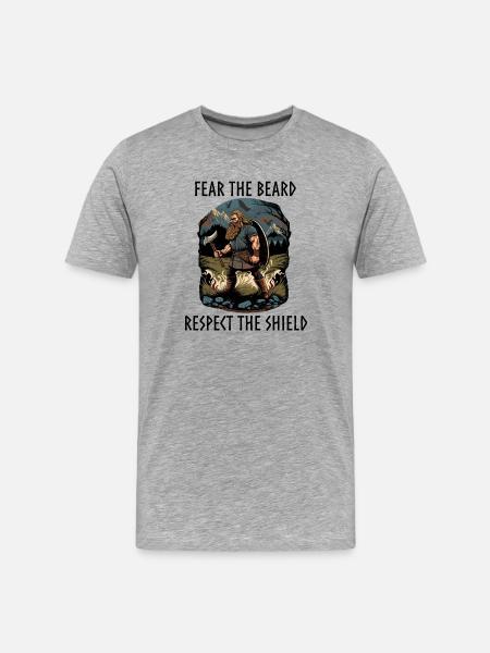Viking with axe and shield - Men's Premium Organic T-Shirt - heather grey