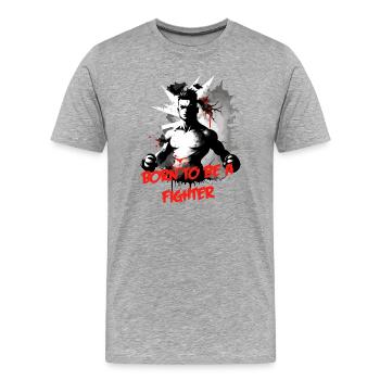 Kämpfer né pour être un combattant - T-shirt bio Premium Homme - gris chiné - Devant - Damien (186cm)