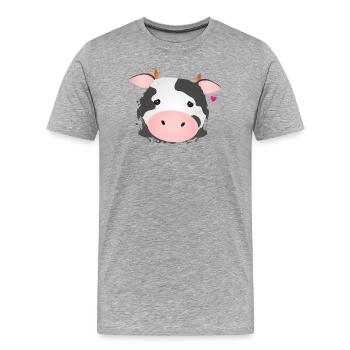 Vache mignonne pour les amoureux des animaux et les amateurs de ferme - T-shirt bio Premium Homme - gris chiné - Devant - Damien (186cm)