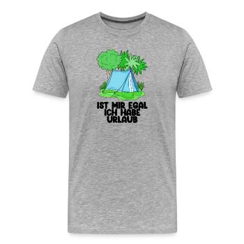 Urlaub Zelten Ferien Wandern - Männer Premium Bio T-Shirt - Grau meliert - Vorne - Damien (186cm)