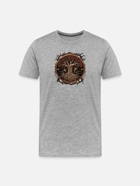 Yggdrasil - Männer Premium Bio T-Shirt - Grau meliert