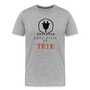 Sans prise de Tête - T-shirt bio Premium Homme - gris chiné - Devant - Damien (186cm)