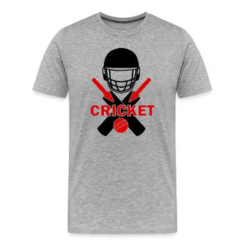 Cricket logo helmet - Men's Premium Organic T-Shirt - heather grey - Front - Damien (186cm)