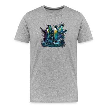 Pingouins dans l’eau - T-shirt bio Premium Homme - gris chiné - Devant - Damien (186cm)