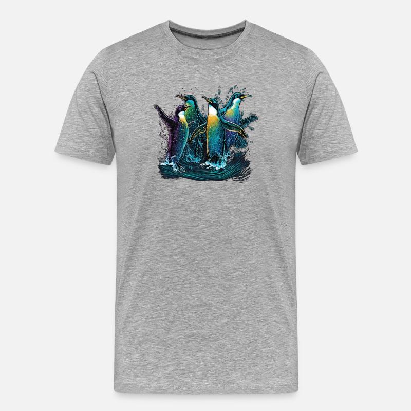 Pinguine im Wasser - Männer Premium Bio T-Shirt - Grau meliert