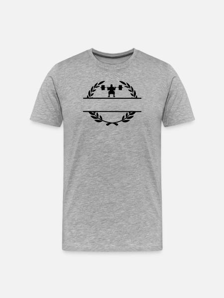 Gewichtheber im Lorbeerkranz - Männer Premium Bio T-Shirt - Grau meliert