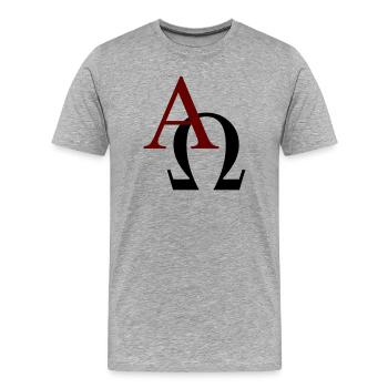 Alpha und Omega - Männer Premium Bio T-Shirt - Grau meliert - Vorne - Damien (186cm)