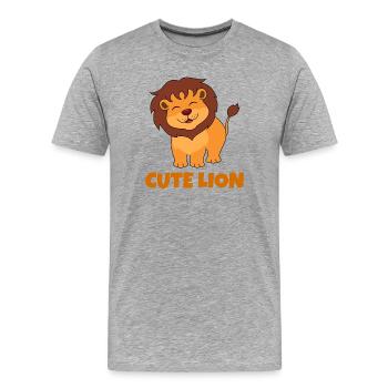 Löwe, niedlicher Löwe, Savanne - Männer Premium Bio T-Shirt - Grau meliert - Vorne - Damien (186cm)