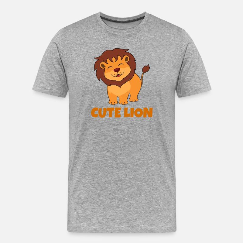Löwe, niedlicher Löwe, Savanne - Männer Premium Bio T-Shirt - Grau meliert