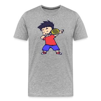 Padel Aufschlag Spieler Sportart Racket Trainer - Männer Premium Bio T-Shirt - Grau meliert - Vorne - Damien (186cm)