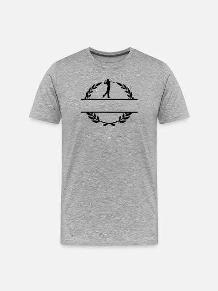 Golfer im Lorbeerkranz - Männer Premium Bio T-Shirt - Grau meliert