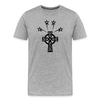 Celtic cross 5 shining stars - Men's Premium Organic T-Shirt - heather grey - Front - Damien (186cm)
