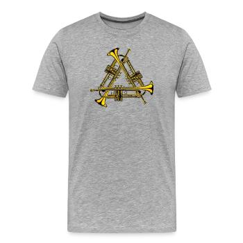 Trumpet Trio Design - Men's Premium Organic T-Shirt - heather grey - Front - Damien (186cm)