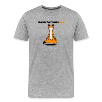 Meditationsfux - Meditationsfuchs, Dialekt - Männer Premium Bio T-Shirt - Grau meliert - Vorne - Damien (186cm)