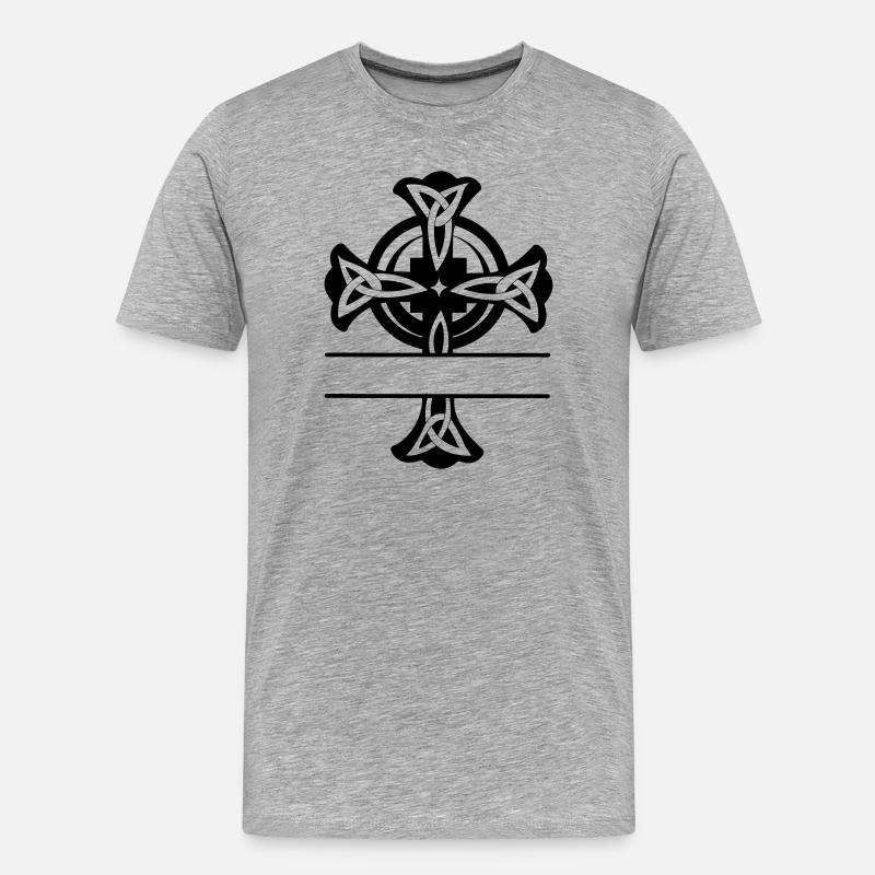 Keltisches Kreuz Logo oder Monogramm - Männer Premium Bio T-Shirt - Grau meliert