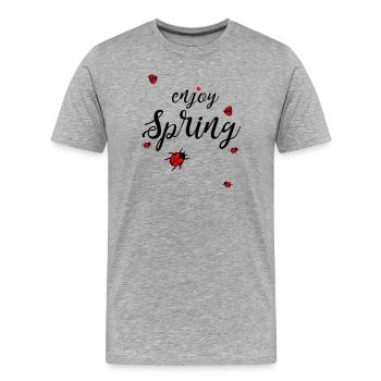 Printemps, profitez du printemps - T-shirt bio Premium Homme - gris chiné - Devant - Damien (186cm)