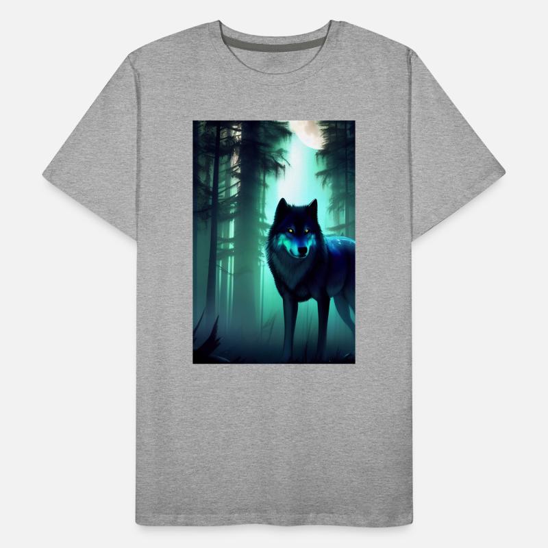 Wolf im Wald Männer Premium Bio T-Shirt