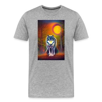 Wolf und Mond - Männer Premium Bio T-Shirt - Grau meliert - Vorne - Damien (186cm)