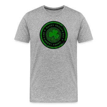 St Patrick's Day Green Footprint - Men's Premium Organic T-Shirt - heather grey - Front - Damien (186cm)