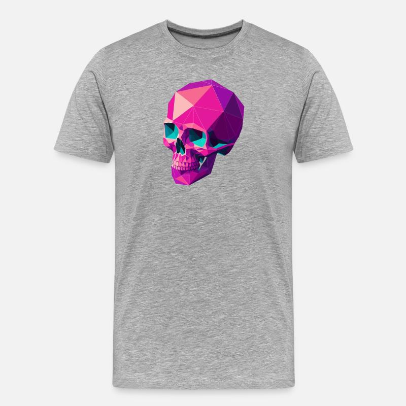 Geometrischer Schädel - Männer Premium Bio T-Shirt - Grau meliert