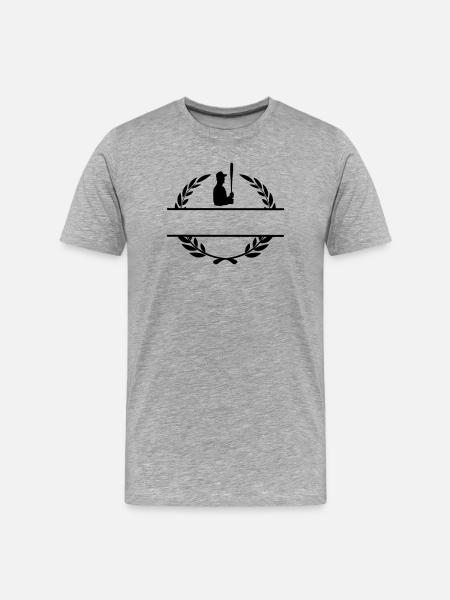 Baseball-Hitter im Lorbeerkranz-Monogramm - Männer Premium Bio T-Shirt - Grau meliert