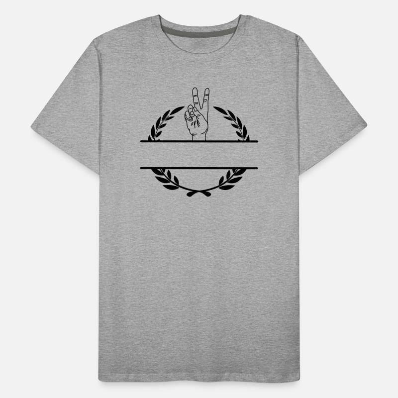 Friedenszeichenhand im Lorbeerkranzmonogramm Männer Premium Bio T-Shirt