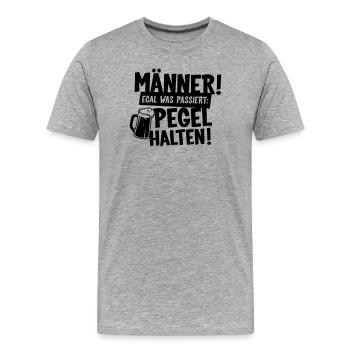 Männer Pegel halten Bier - Männer Premium Bio T-Shirt - Grau meliert - Vorne - Damien (186cm)