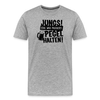 Jungs Pegel halten Sauftour - Männer Premium Bio T-Shirt - Grau meliert - Vorne - Damien (186cm)
