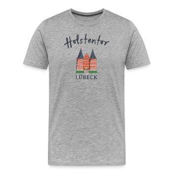 Lübeck Welterbestätte Holstentor, Norddeutschland - Männer Premium Bio T-Shirt - Grau meliert - Vorne - Damien (186cm)