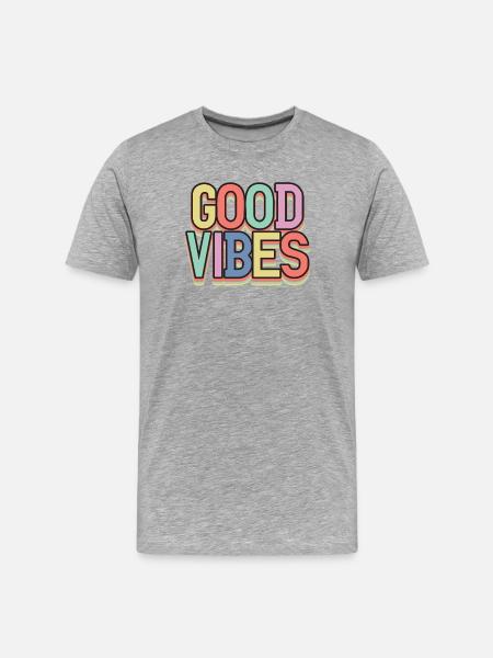 Gute Vibes Pastell Retro - Men's Premium Organic T-Shirt - heather grey