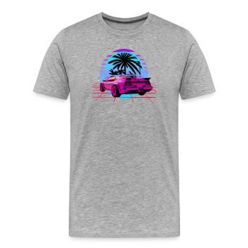 Retro Wave Sport Car Vaporwave Sunset - T-shirt bio Premium Homme - gris chiné - Devant - Damien (186cm)