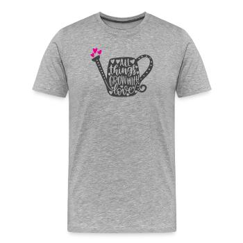 Alle Dinge wachsen mit Liebe - Männer Premium Bio T-Shirt - Grau meliert - Vorne - Damien (186cm)
