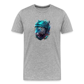 Tigre Neon Casque Grafiti - T-shirt bio Premium Homme - gris chiné - Devant - Damien (186cm)