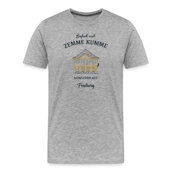 Freiburg, Münsterplatz, Alte Wache - Männer Premium Bio T-Shirt - Grau meliert - Vorne - Damien (186cm)
