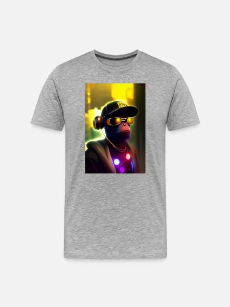 Cool Monkey With Sunglasses - Men's Premium Organic T-Shirt - heather grey