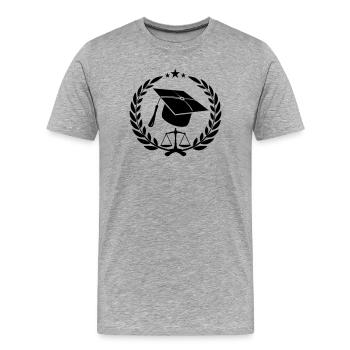 Erfolgreiches Kappenlogo in Lorbeerkranz - Männer Premium Bio T-Shirt - Grau meliert - Vorne - Damien (186cm)