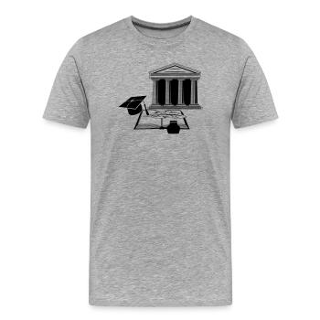 Court ink with feather and book - Men's Premium Organic T-Shirt - heather grey - Front - Damien (186cm)